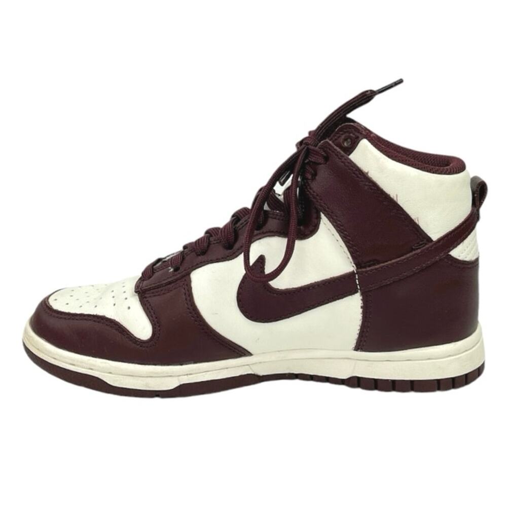 Nike Dunk High Burgundy White Lace Up High Top Athletic Sneakers Shoes Size 5.5